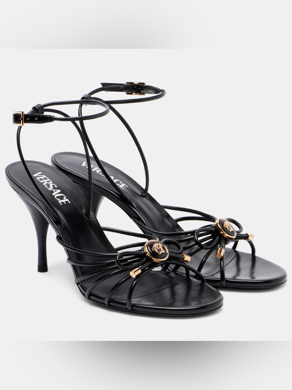VERSACE Medusa head bow strappy heels sandals